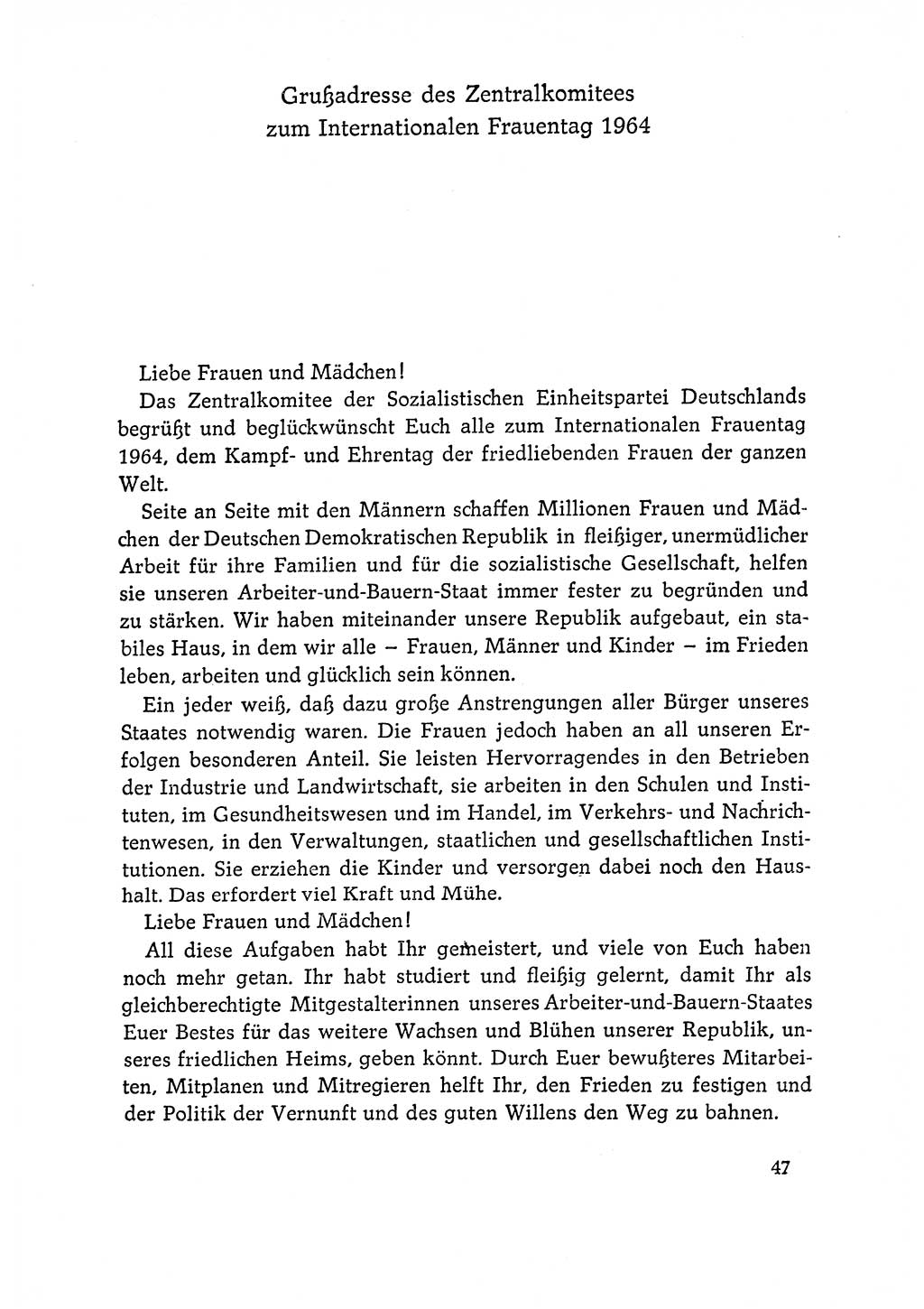 Dokumente der Sozialistischen Einheitspartei Deutschlands (SED) [Deutsche Demokratische Republik (DDR)] 1964-1965, Seite 47 (Dok. SED DDR 1964-1965, S. 47)