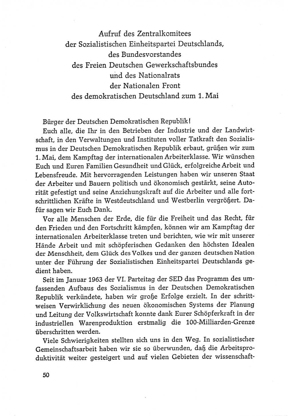 Dokumente der Sozialistischen Einheitspartei Deutschlands (SED) [Deutsche Demokratische Republik (DDR)] 1964-1965, Seite 50 (Dok. SED DDR 1964-1965, S. 50)