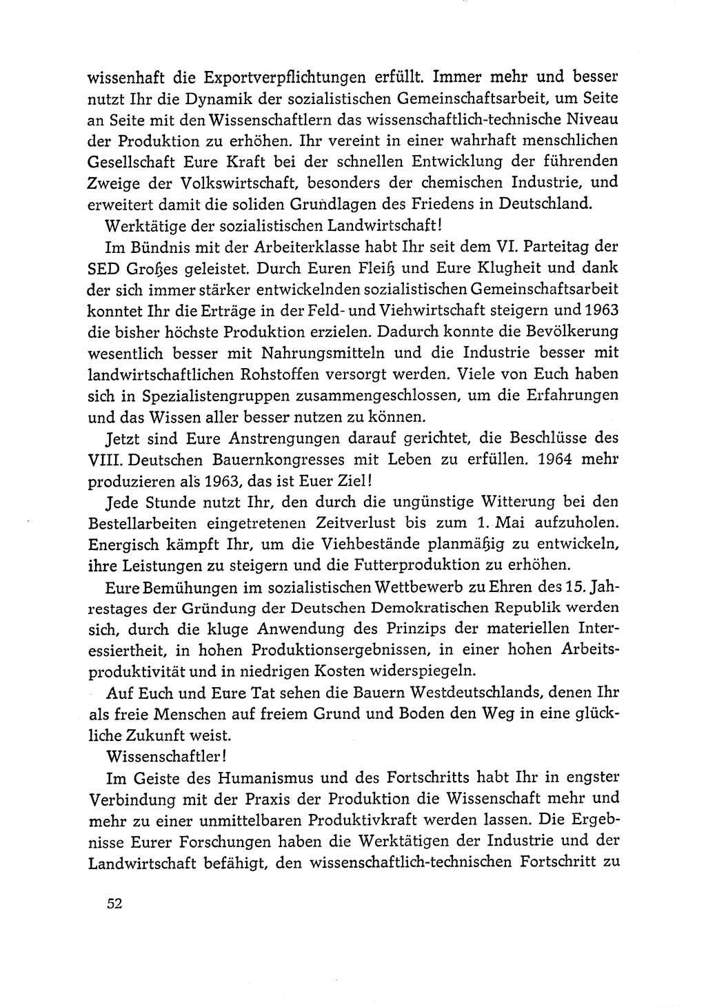 Dokumente der Sozialistischen Einheitspartei Deutschlands (SED) [Deutsche Demokratische Republik (DDR)] 1964-1965, Seite 52 (Dok. SED DDR 1964-1965, S. 52)