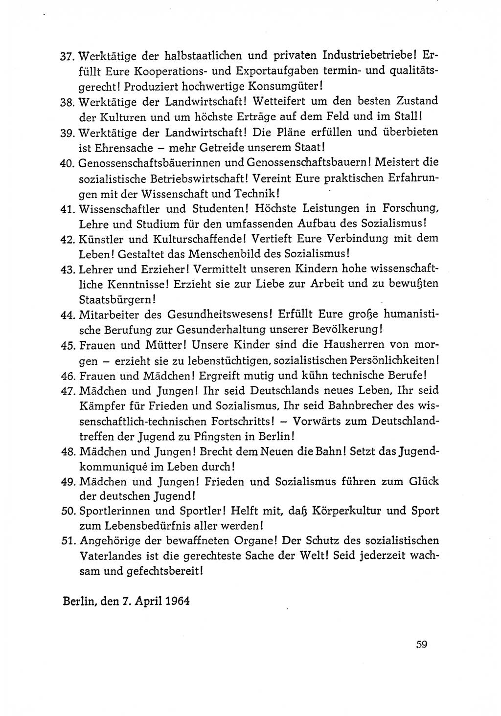 Dokumente der Sozialistischen Einheitspartei Deutschlands (SED) [Deutsche Demokratische Republik (DDR)] 1964-1965, Seite 59 (Dok. SED DDR 1964-1965, S. 59)