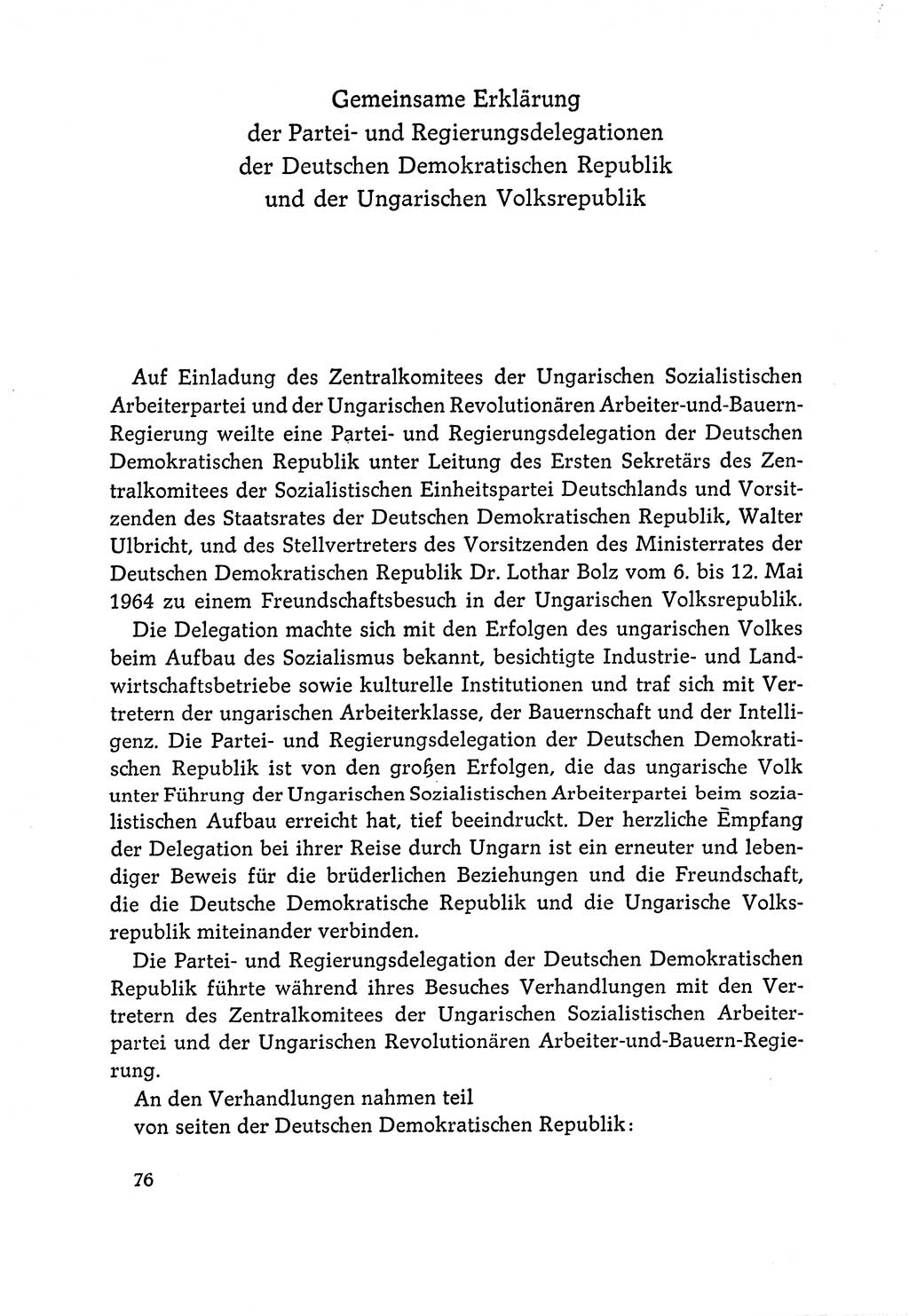 Dokumente der Sozialistischen Einheitspartei Deutschlands (SED) [Deutsche Demokratische Republik (DDR)] 1964-1965, Seite 76 (Dok. SED DDR 1964-1965, S. 76)