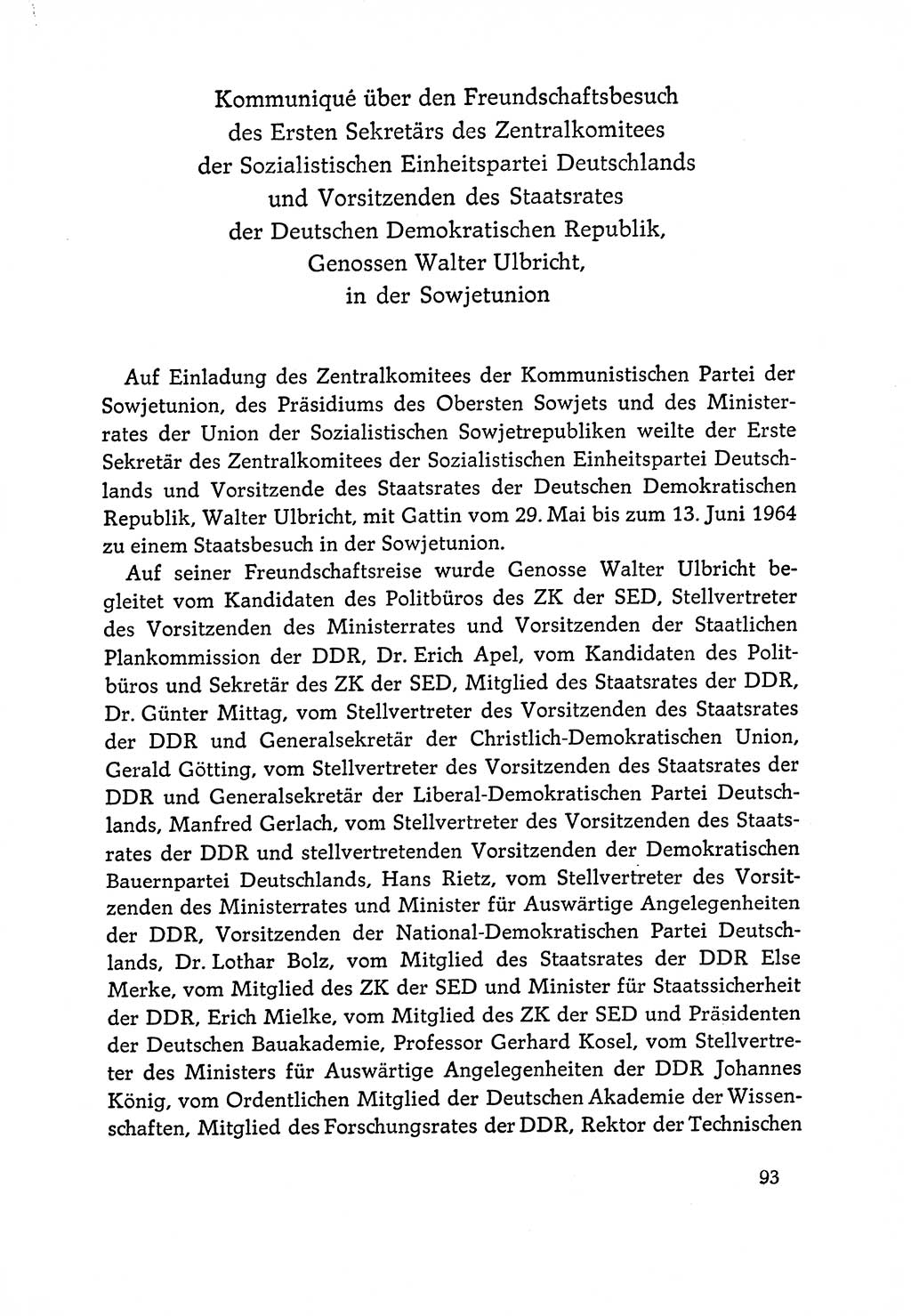 Dokumente der Sozialistischen Einheitspartei Deutschlands (SED) [Deutsche Demokratische Republik (DDR)] 1964-1965, Seite 93 (Dok. SED DDR 1964-1965, S. 93)