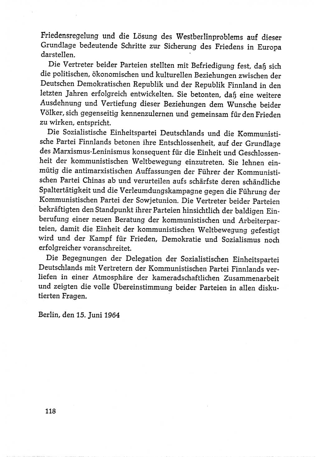 Dokumente der Sozialistischen Einheitspartei Deutschlands (SED) [Deutsche Demokratische Republik (DDR)] 1964-1965, Seite 118 (Dok. SED DDR 1964-1965, S. 118)