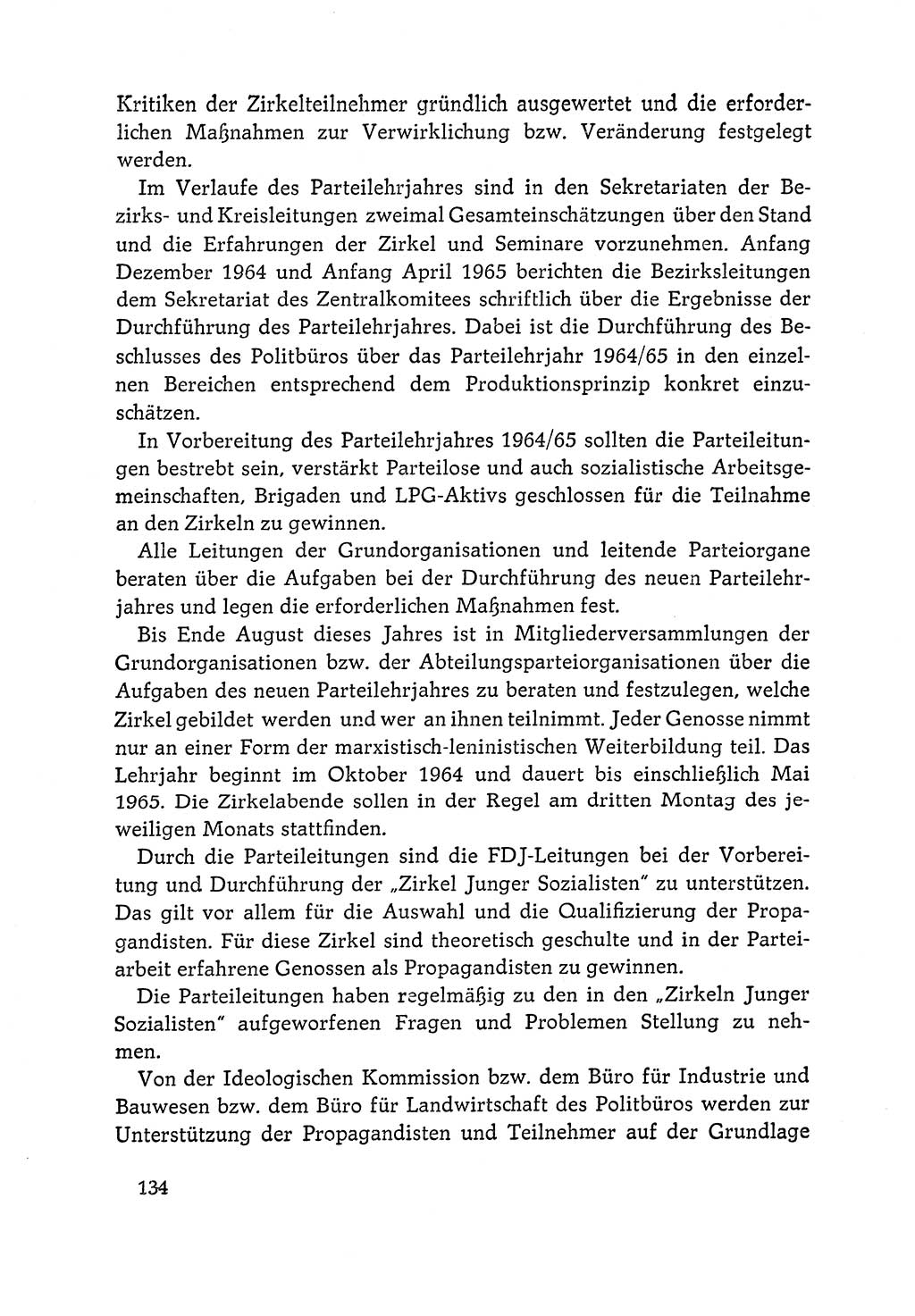 Dokumente der Sozialistischen Einheitspartei Deutschlands (SED) [Deutsche Demokratische Republik (DDR)] 1964-1965, Seite 134 (Dok. SED DDR 1964-1965, S. 134)