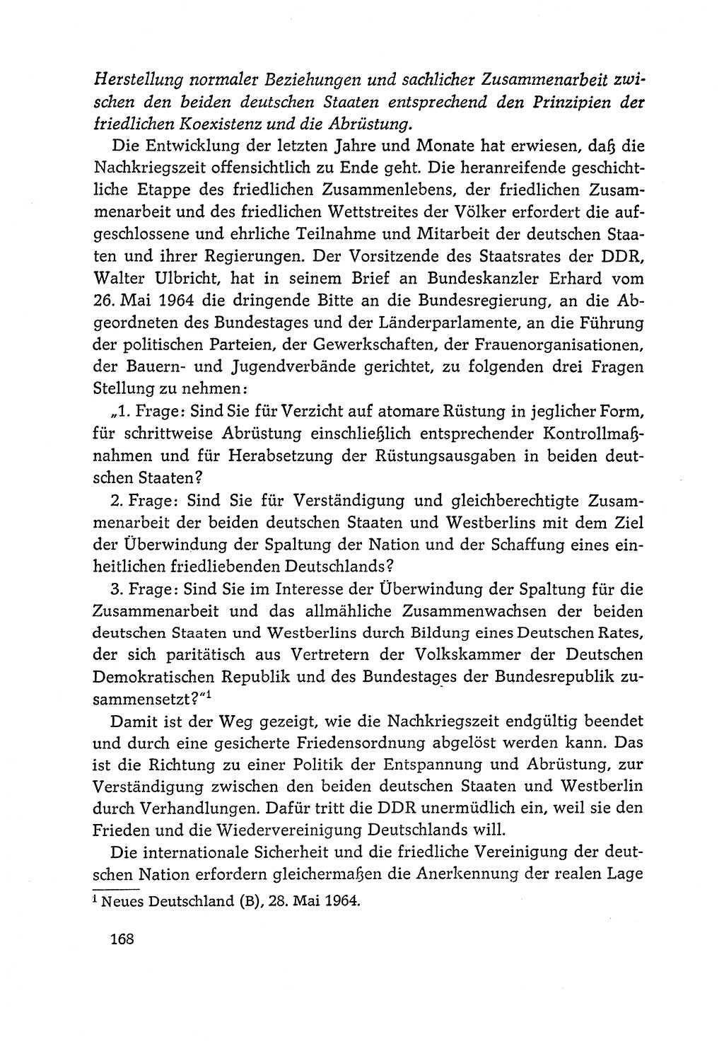 Dokumente der Sozialistischen Einheitspartei Deutschlands (SED) [Deutsche Demokratische Republik (DDR)] 1964-1965, Seite 168 (Dok. SED DDR 1964-1965, S. 168)