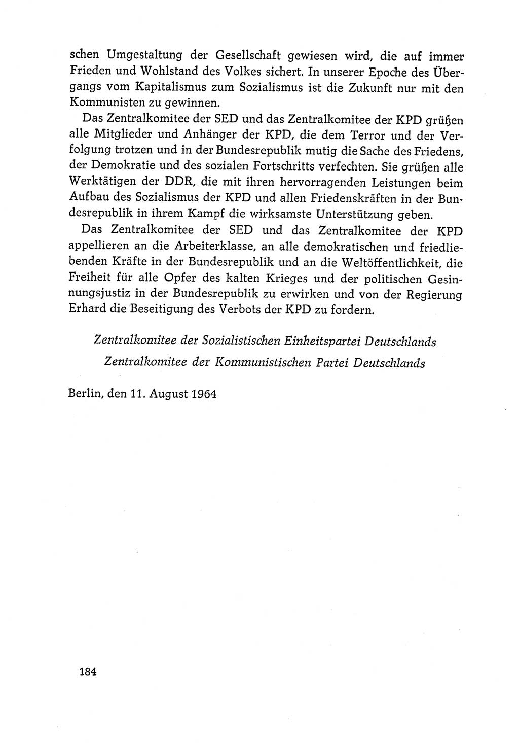 Dokumente der Sozialistischen Einheitspartei Deutschlands (SED) [Deutsche Demokratische Republik (DDR)] 1964-1965, Seite 184 (Dok. SED DDR 1964-1965, S. 184)