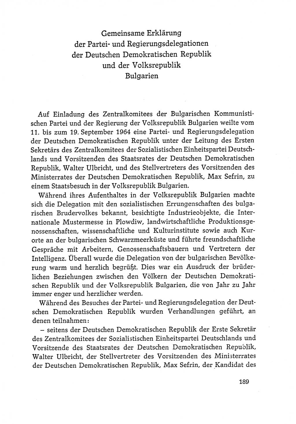 Dokumente der Sozialistischen Einheitspartei Deutschlands (SED) [Deutsche Demokratische Republik (DDR)] 1964-1965, Seite 189 (Dok. SED DDR 1964-1965, S. 189)