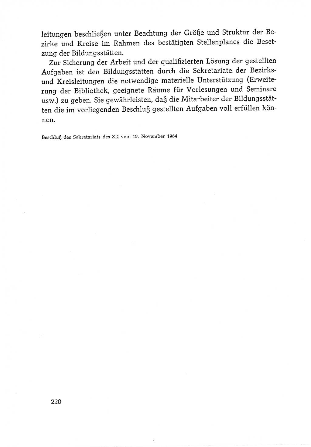 Dokumente der Sozialistischen Einheitspartei Deutschlands (SED) [Deutsche Demokratische Republik (DDR)] 1964-1965, Seite 220 (Dok. SED DDR 1964-1965, S. 220)