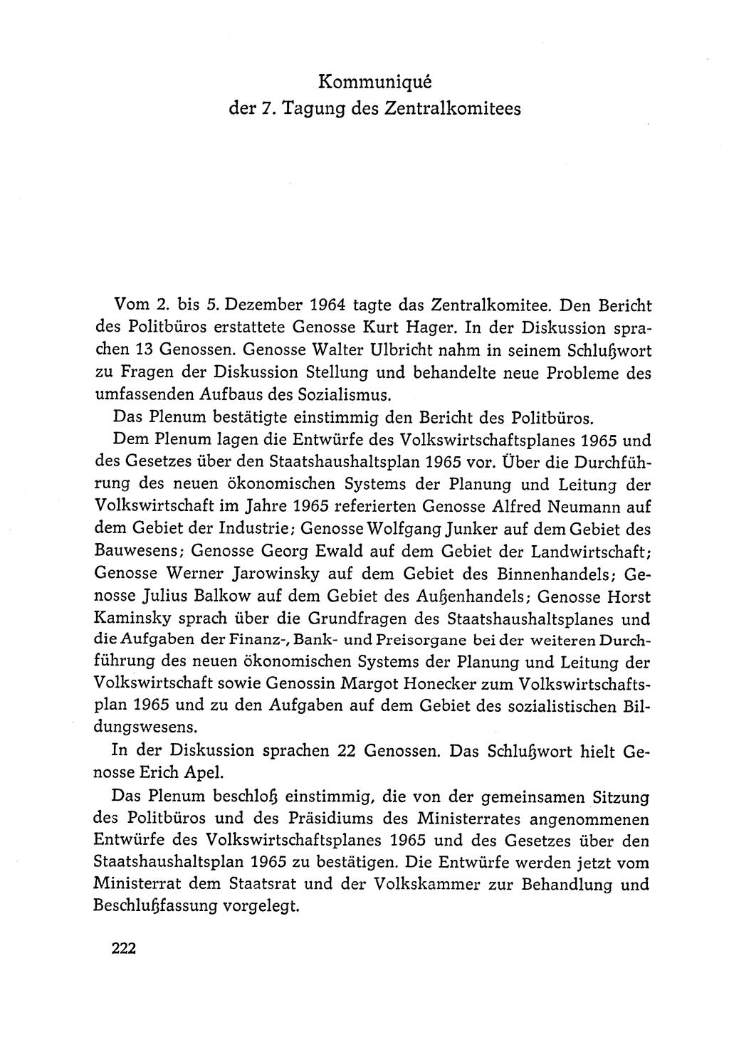 Dokumente der Sozialistischen Einheitspartei Deutschlands (SED) [Deutsche Demokratische Republik (DDR)] 1964-1965, Seite 222 (Dok. SED DDR 1964-1965, S. 222)