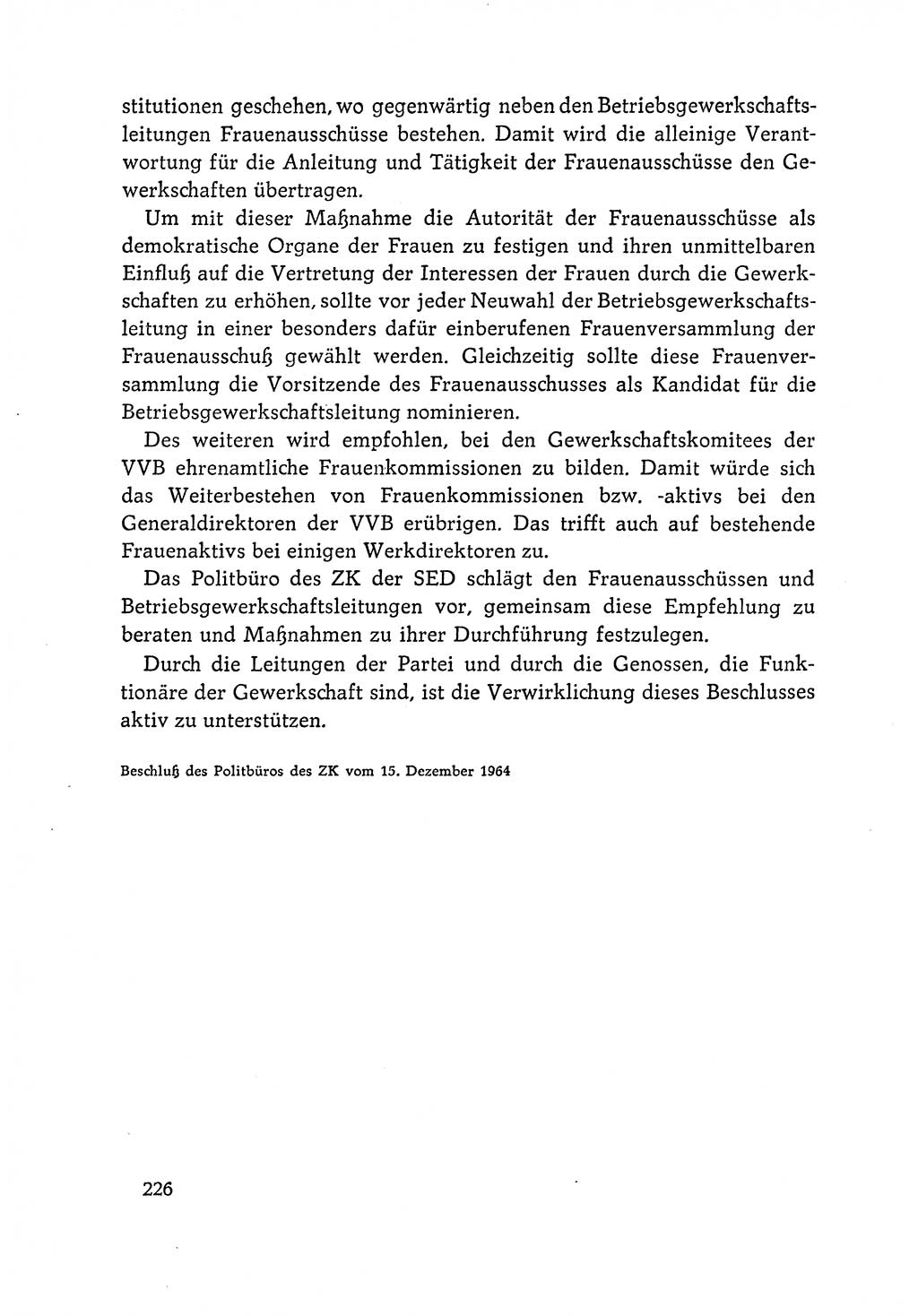 Dokumente der Sozialistischen Einheitspartei Deutschlands (SED) [Deutsche Demokratische Republik (DDR)] 1964-1965, Seite 226 (Dok. SED DDR 1964-1965, S. 226)