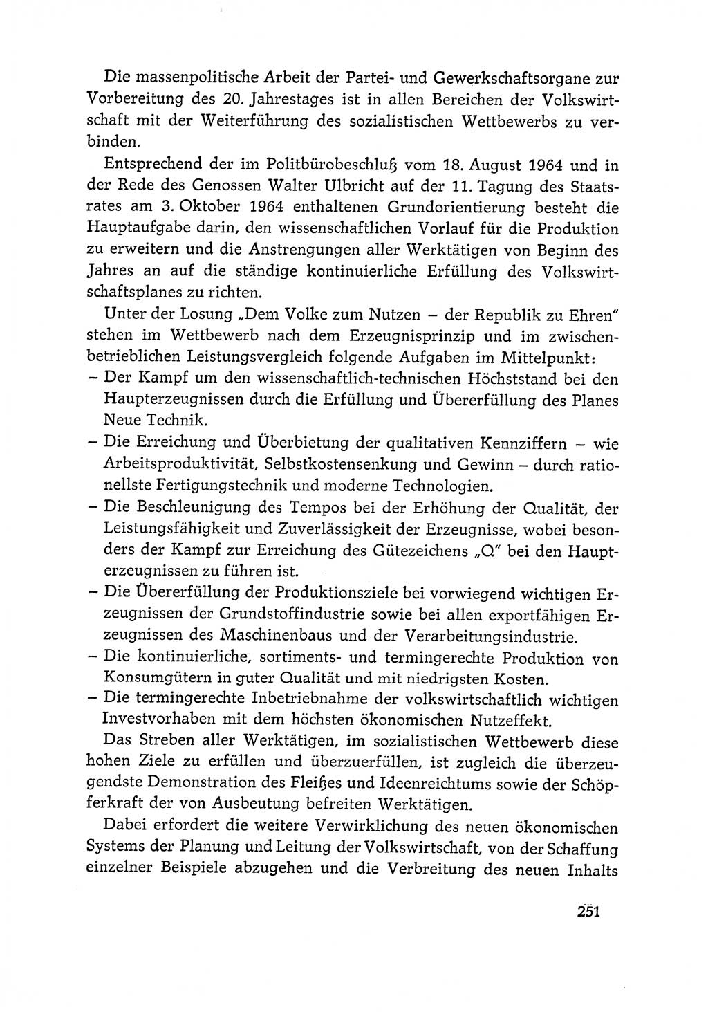 Dokumente der Sozialistischen Einheitspartei Deutschlands (SED) [Deutsche Demokratische Republik (DDR)] 1964-1965, Seite 251 (Dok. SED DDR 1964-1965, S. 251)
