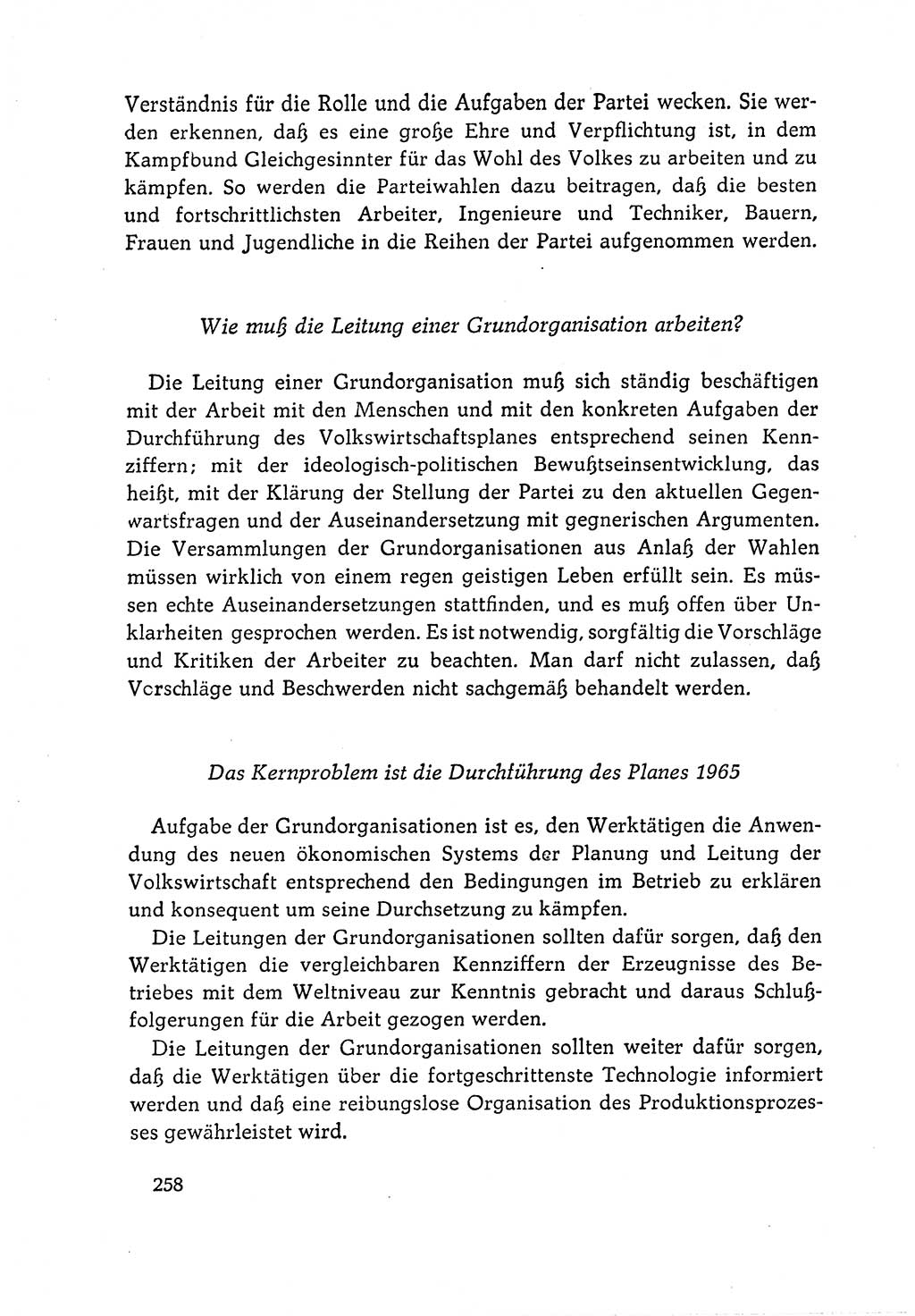 Dokumente der Sozialistischen Einheitspartei Deutschlands (SED) [Deutsche Demokratische Republik (DDR)] 1964-1965, Seite 258 (Dok. SED DDR 1964-1965, S. 258)