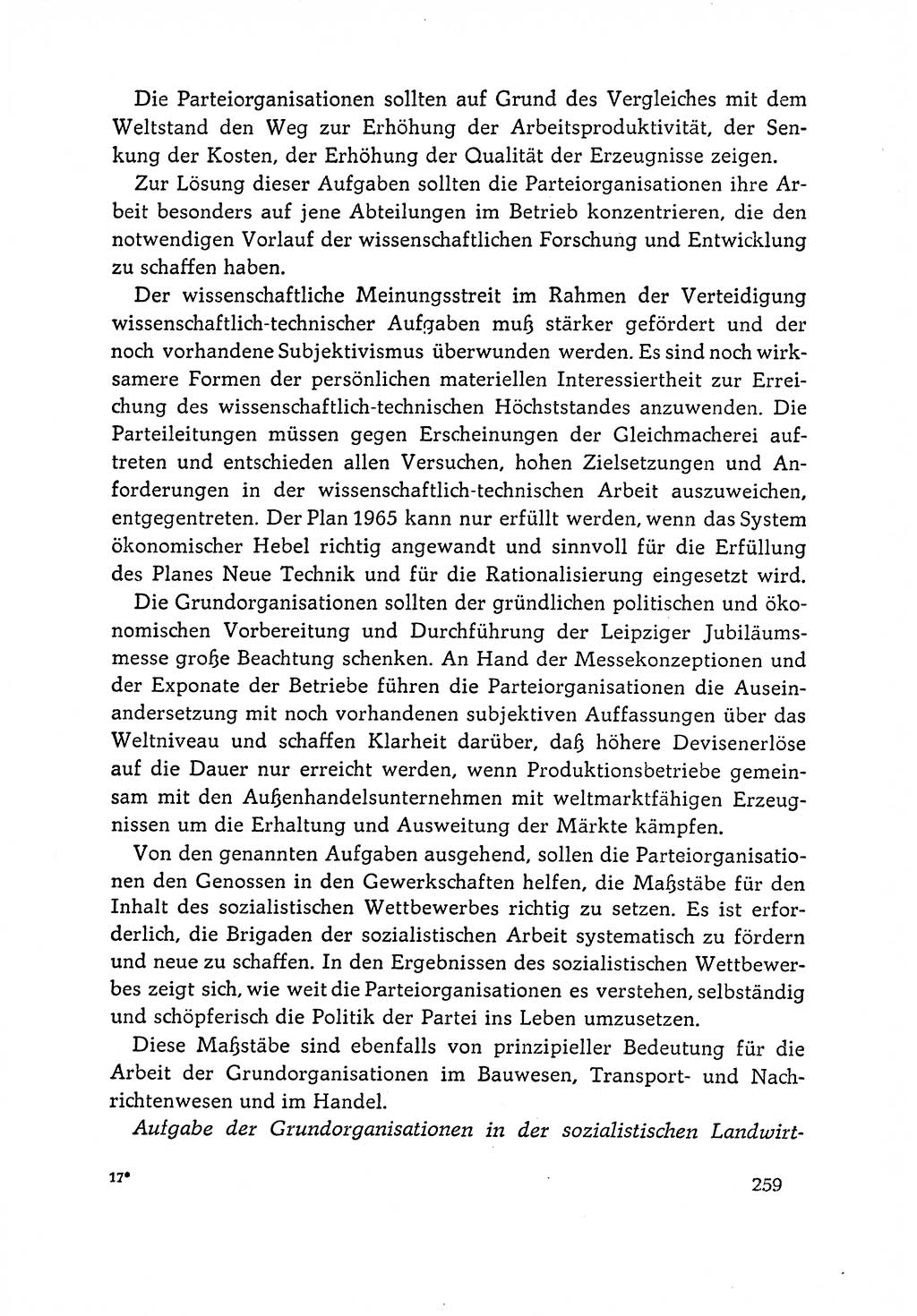 Dokumente der Sozialistischen Einheitspartei Deutschlands (SED) [Deutsche Demokratische Republik (DDR)] 1964-1965, Seite 259 (Dok. SED DDR 1964-1965, S. 259)