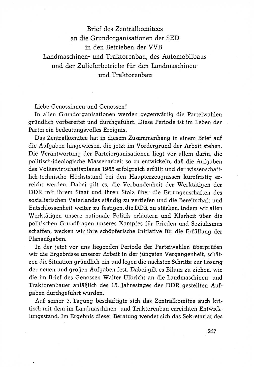 Dokumente der Sozialistischen Einheitspartei Deutschlands (SED) [Deutsche Demokratische Republik (DDR)] 1964-1965, Seite 267 (Dok. SED DDR 1964-1965, S. 267)