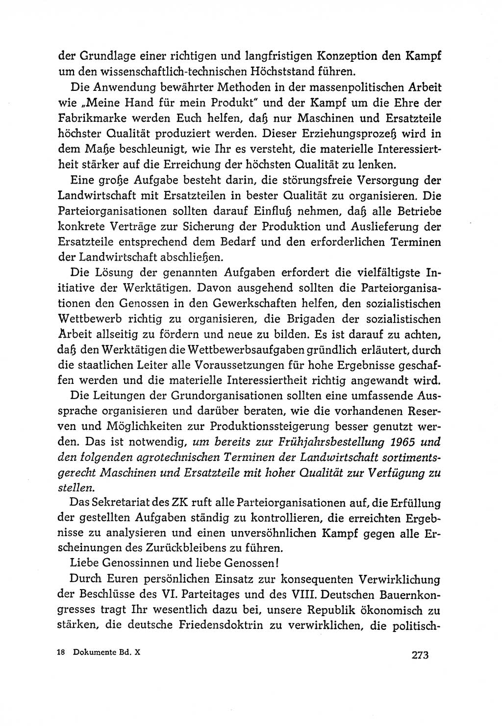 Dokumente der Sozialistischen Einheitspartei Deutschlands (SED) [Deutsche Demokratische Republik (DDR)] 1964-1965, Seite 273 (Dok. SED DDR 1964-1965, S. 273)