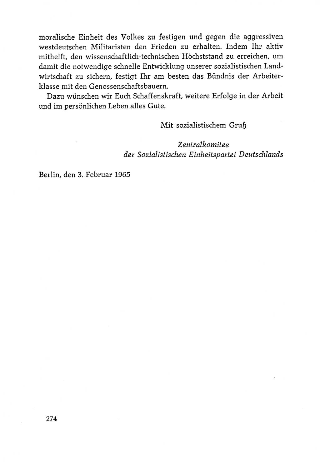 Dokumente der Sozialistischen Einheitspartei Deutschlands (SED) [Deutsche Demokratische Republik (DDR)] 1964-1965, Seite 274 (Dok. SED DDR 1964-1965, S. 274)
