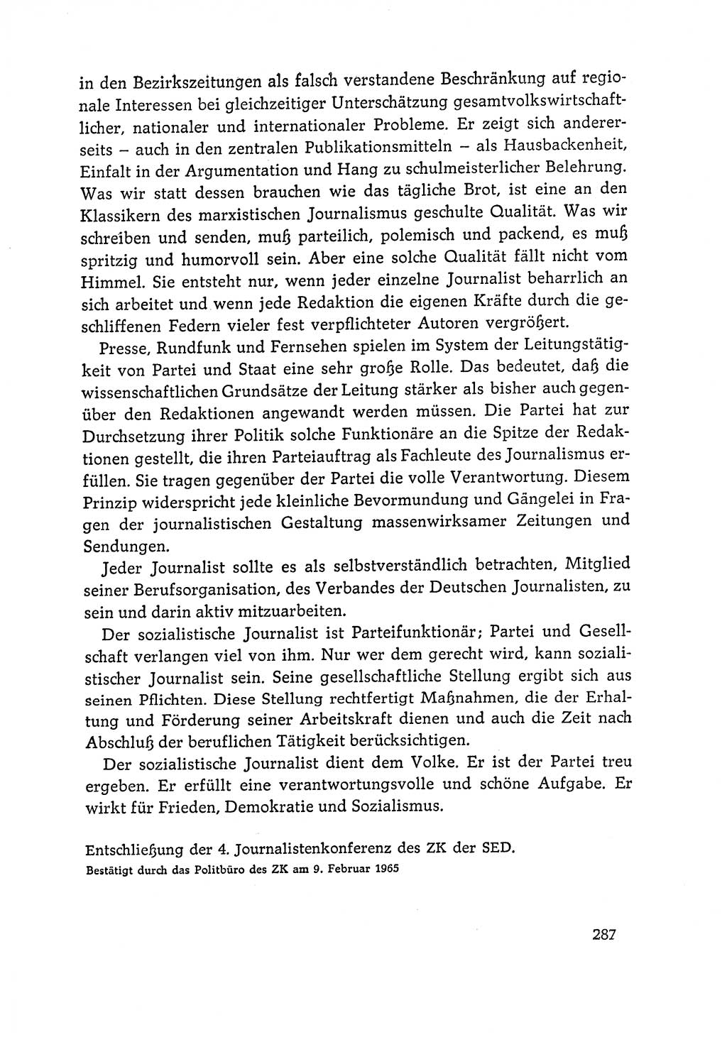 Dokumente der Sozialistischen Einheitspartei Deutschlands (SED) [Deutsche Demokratische Republik (DDR)] 1964-1965, Seite 287 (Dok. SED DDR 1964-1965, S. 287)
