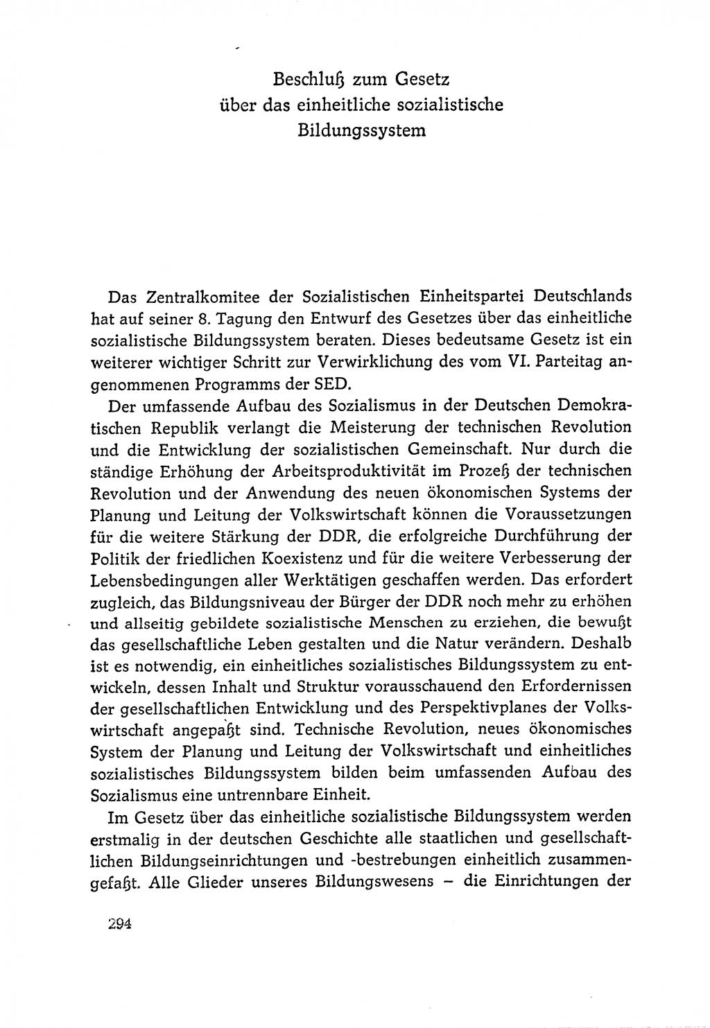 Dokumente der Sozialistischen Einheitspartei Deutschlands (SED) [Deutsche Demokratische Republik (DDR)] 1964-1965, Seite 294 (Dok. SED DDR 1964-1965, S. 294)