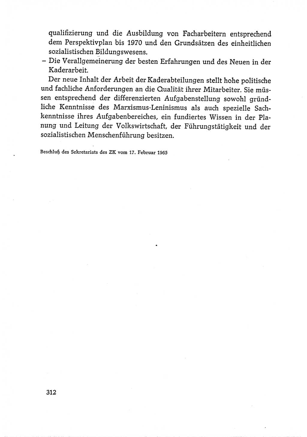 Dokumente der Sozialistischen Einheitspartei Deutschlands (SED) [Deutsche Demokratische Republik (DDR)] 1964-1965, Seite 312 (Dok. SED DDR 1964-1965, S. 312)