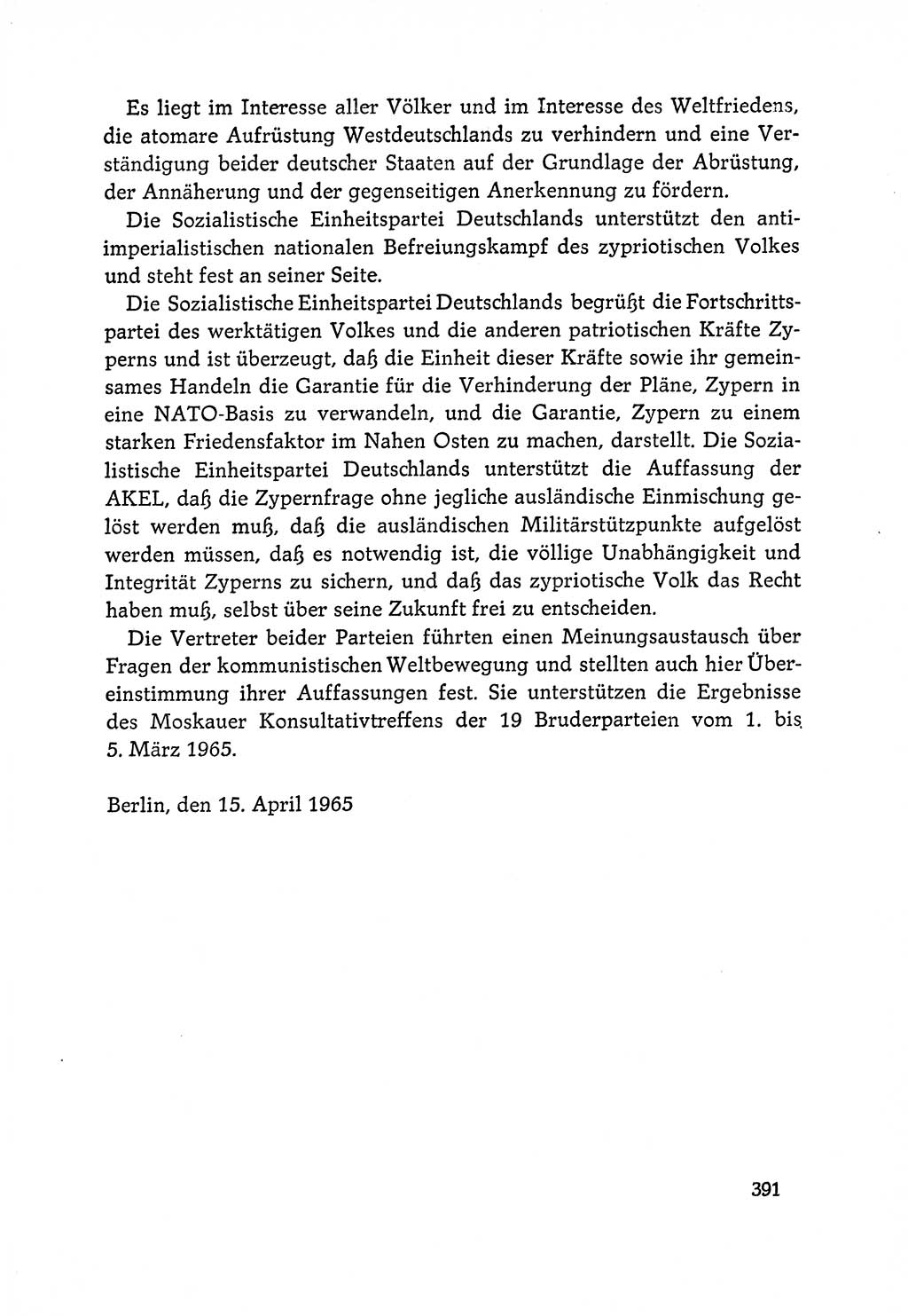 Dokumente der Sozialistischen Einheitspartei Deutschlands (SED) [Deutsche Demokratische Republik (DDR)] 1964-1965, Seite 391 (Dok. SED DDR 1964-1965, S. 391)