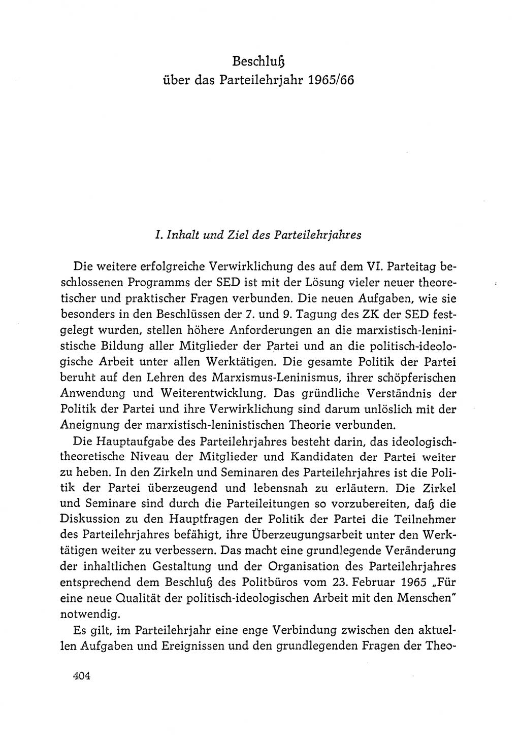 Dokumente der Sozialistischen Einheitspartei Deutschlands (SED) [Deutsche Demokratische Republik (DDR)] 1964-1965, Seite 404 (Dok. SED DDR 1964-1965, S. 404)