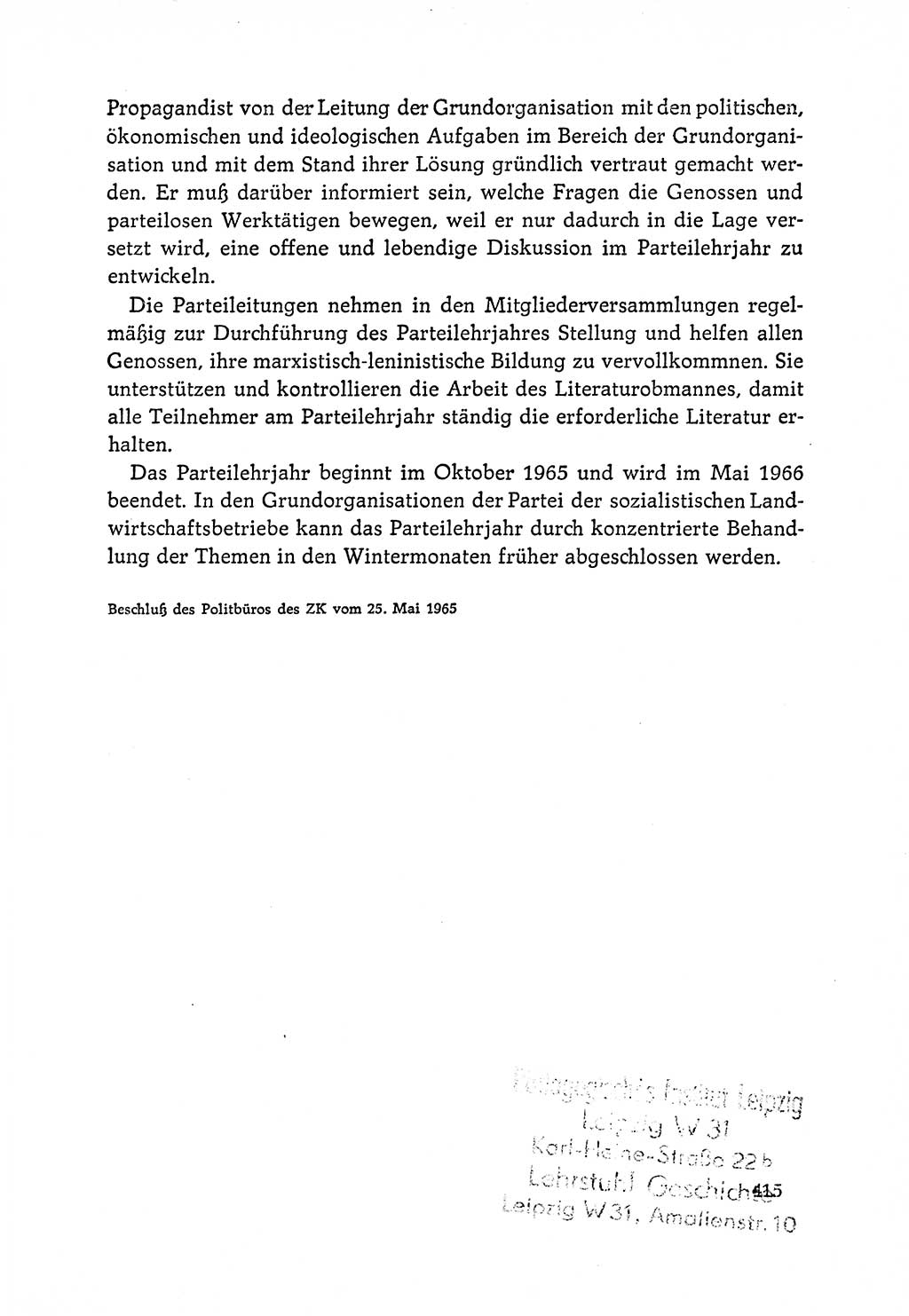 Dokumente der Sozialistischen Einheitspartei Deutschlands (SED) [Deutsche Demokratische Republik (DDR)] 1964-1965, Seite 415 (Dok. SED DDR 1964-1965, S. 415)