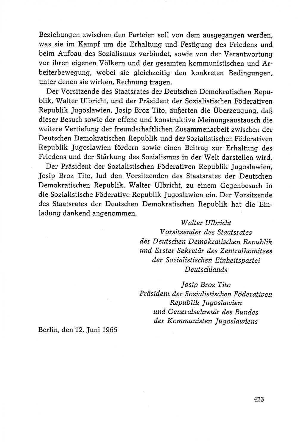 Dokumente der Sozialistischen Einheitspartei Deutschlands (SED) [Deutsche Demokratische Republik (DDR)] 1964-1965, Seite 423 (Dok. SED DDR 1964-1965, S. 423)