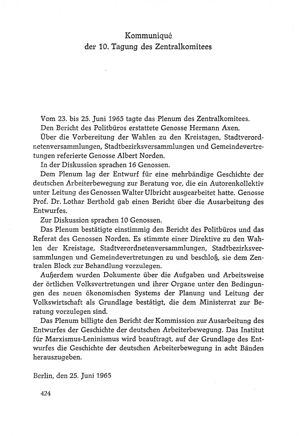 Dokumente der Sozialistischen Einheitspartei Deutschlands (SED) [Deutsche Demokratische Republik (DDR)] 1964-1965, Seite 424 (Dok. SED DDR 1964-1965, S. 424)