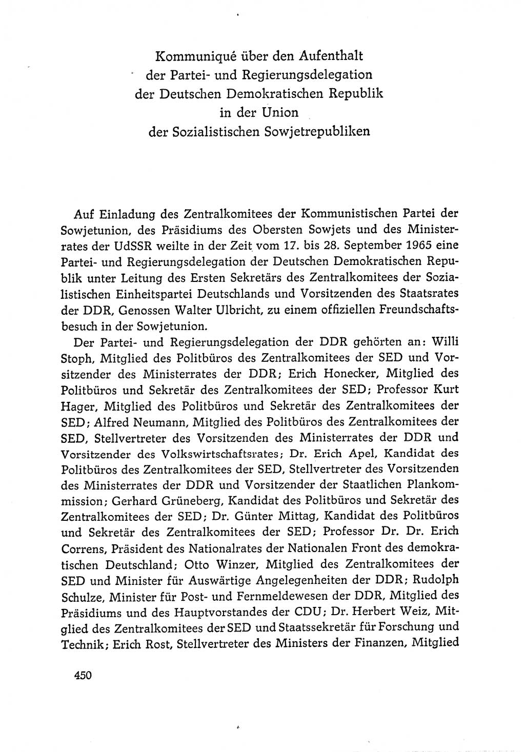 Dokumente der Sozialistischen Einheitspartei Deutschlands (SED) [Deutsche Demokratische Republik (DDR)] 1964-1965, Seite 450 (Dok. SED DDR 1964-1965, S. 450)
