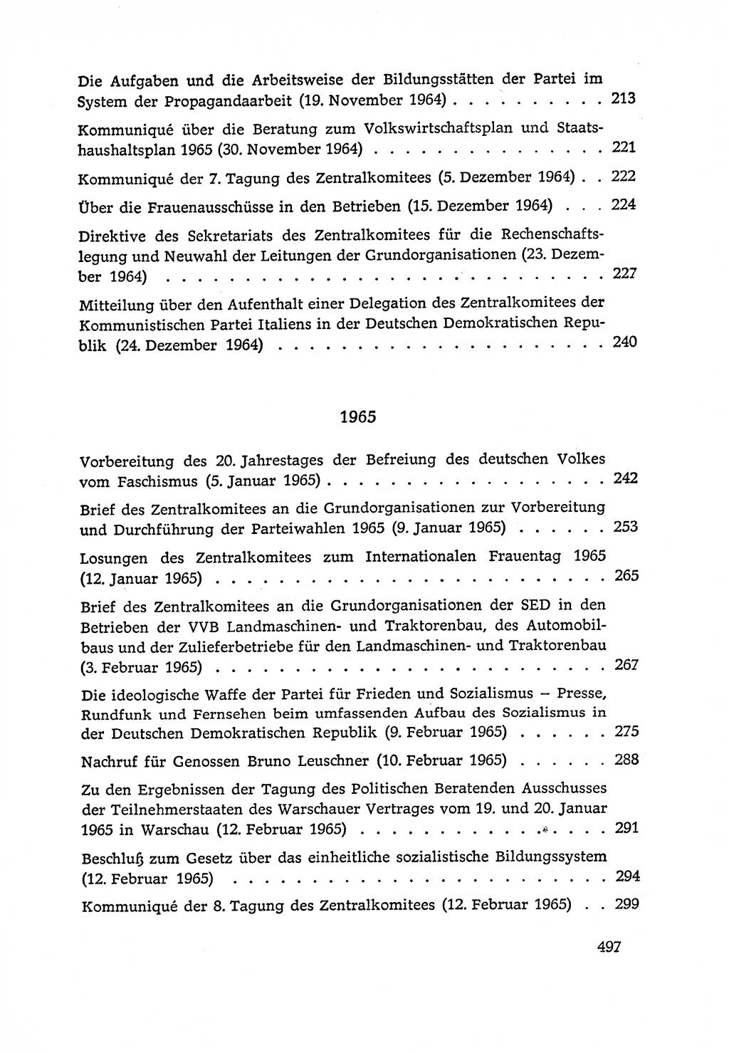 Dokumente der Sozialistischen Einheitspartei Deutschlands (SED) [Deutsche Demokratische Republik (DDR)] 1964-1965, Seite 497 (Dok. SED DDR 1964-1965, S. 497)