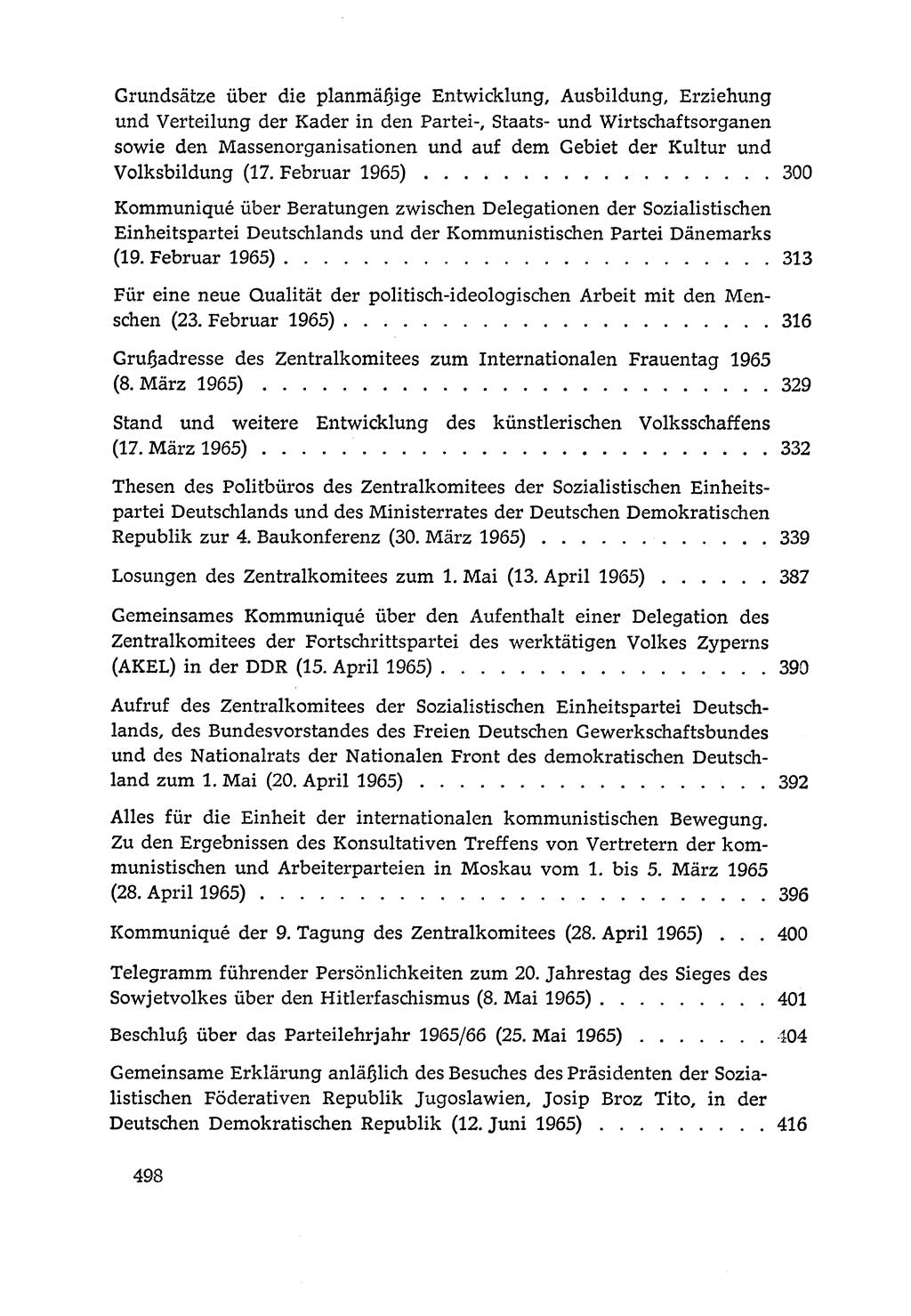 Dokumente der Sozialistischen Einheitspartei Deutschlands (SED) [Deutsche Demokratische Republik (DDR)] 1964-1965, Seite 498 (Dok. SED DDR 1964-1965, S. 498)