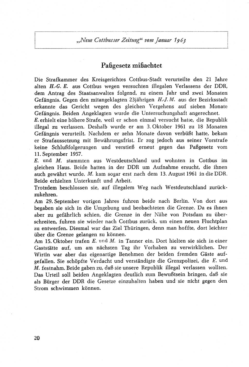 Dokumente des Unrechts, das SED-Regime [Deutsche Demokratische Republik (DDR)] in der Praxis, Bundesministerium für gesamtdeutsche Fragen (BMG) [Bundesrepublik Deutschland (BRD)] 1964, Seite 20 (Dok. UnR. SED-Reg. DDR BMG BRD 1964, S. 20)