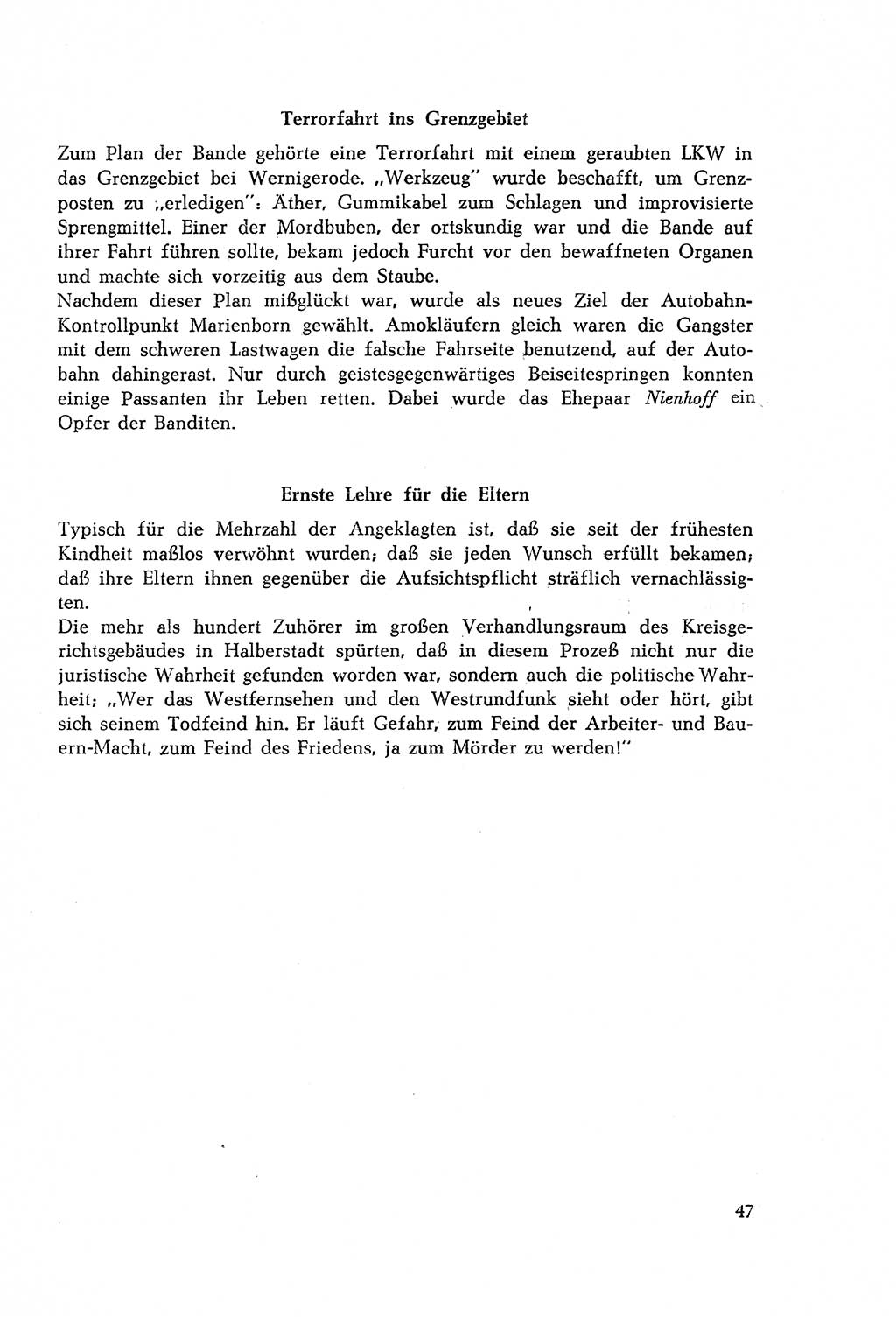 Dokumente des Unrechts, das SED-Regime [Deutsche Demokratische Republik (DDR)] in der Praxis, Bundesministerium für gesamtdeutsche Fragen (BMG) [Bundesrepublik Deutschland (BRD)] 1964, Seite 47 (Dok. UnR. SED-Reg. DDR BMG BRD 1964, S. 47)