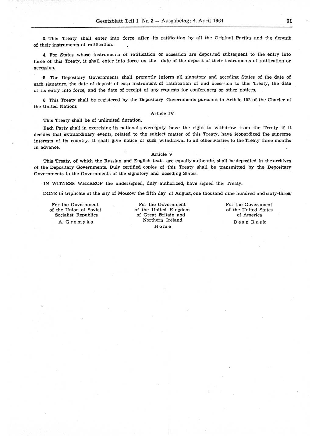 Gesetzblatt (GBl.) der Deutschen Demokratischen Republik (DDR) Teil Ⅰ 1964, Seite 31 (GBl. DDR Ⅰ 1964, S. 31)
