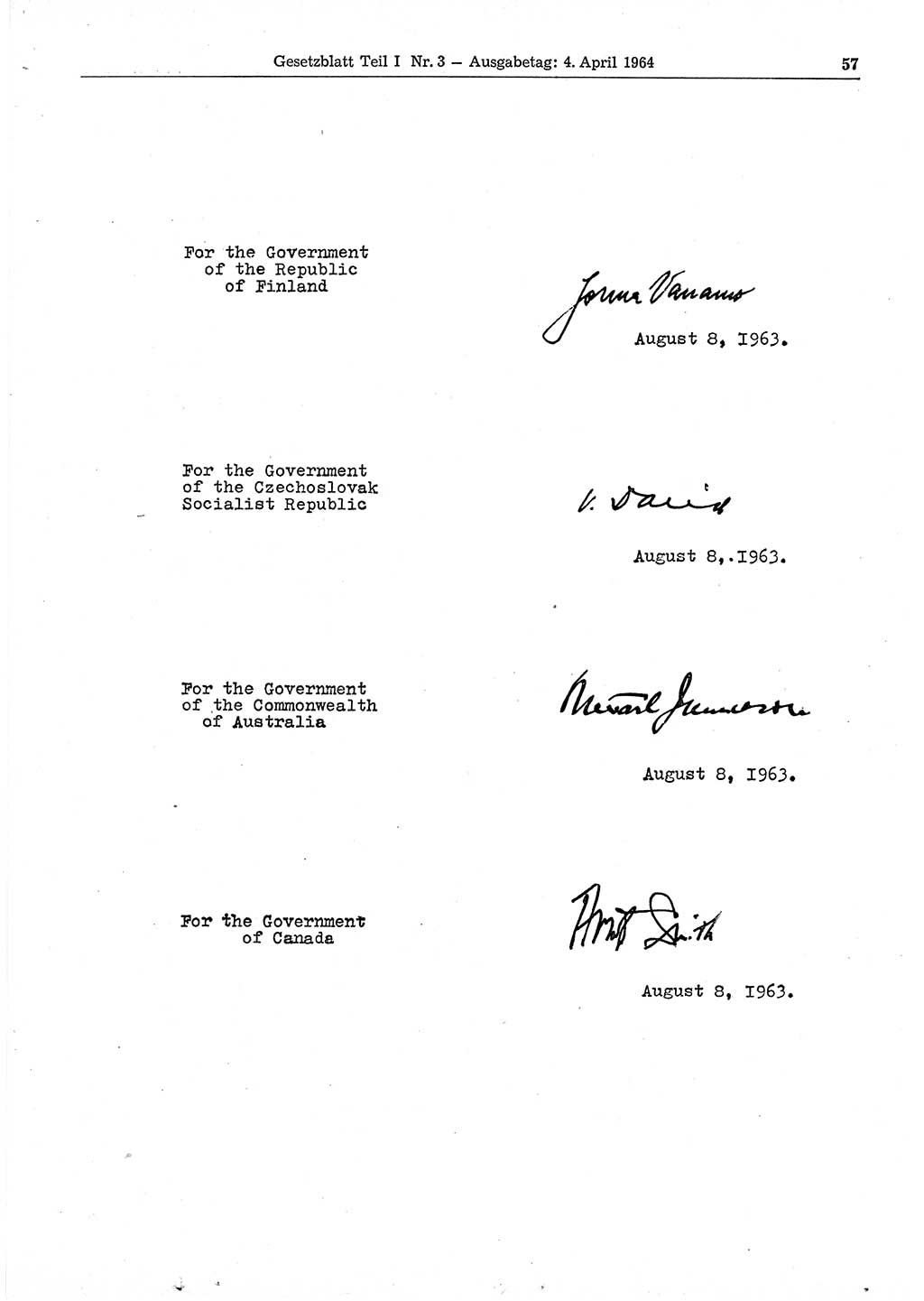 Gesetzblatt (GBl.) der Deutschen Demokratischen Republik (DDR) Teil Ⅰ 1964, Seite 57 (GBl. DDR Ⅰ 1964, S. 57)