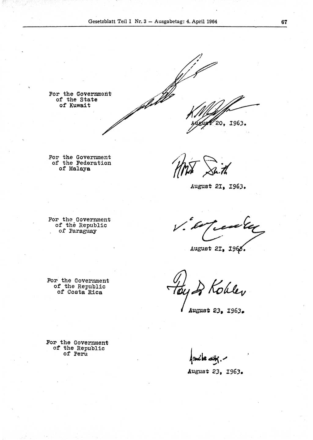 Gesetzblatt (GBl.) der Deutschen Demokratischen Republik (DDR) Teil Ⅰ 1964, Seite 67 (GBl. DDR Ⅰ 1964, S. 67)