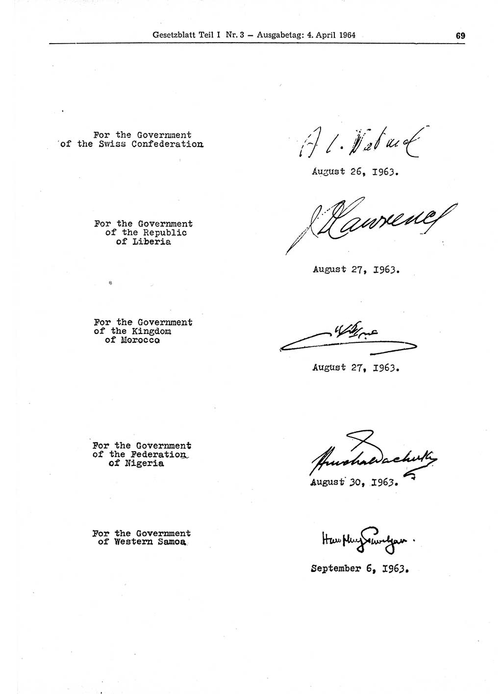 Gesetzblatt (GBl.) der Deutschen Demokratischen Republik (DDR) Teil Ⅰ 1964, Seite 69 (GBl. DDR Ⅰ 1964, S. 69)
