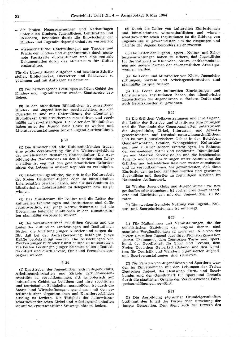 Gesetzblatt (GBl.) der Deutschen Demokratischen Republik (DDR) Teil Ⅰ 1964, Seite 82 (GBl. DDR Ⅰ 1964, S. 82)