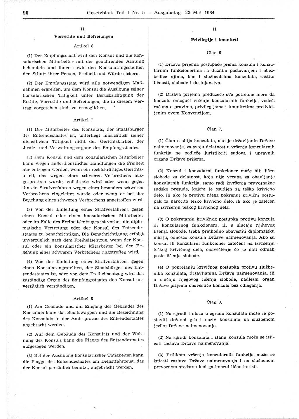 Gesetzblatt (GBl.) der Deutschen Demokratischen Republik (DDR) Teil Ⅰ 1964, Seite 90 (GBl. DDR Ⅰ 1964, S. 90)
