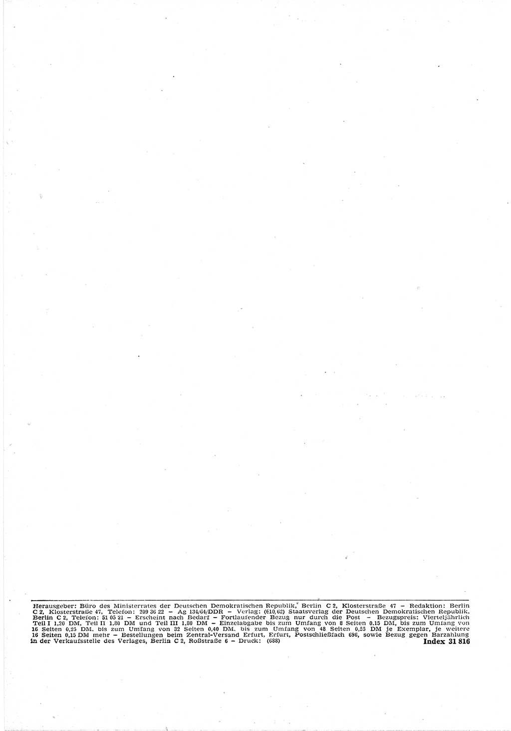 Gesetzblatt (GBl.) der Deutschen Demokratischen Republik (DDR) Teil Ⅰ 1964, Seite 98 (GBl. DDR Ⅰ 1964, S. 98)