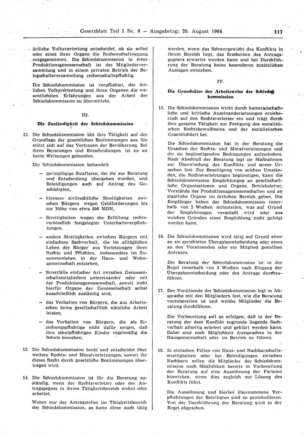 Gesetzblatt (GBl.) der Deutschen Demokratischen Republik (DDR) Teil Ⅰ 1964, Seite 117 (GBl. DDR Ⅰ 1964, S. 117)