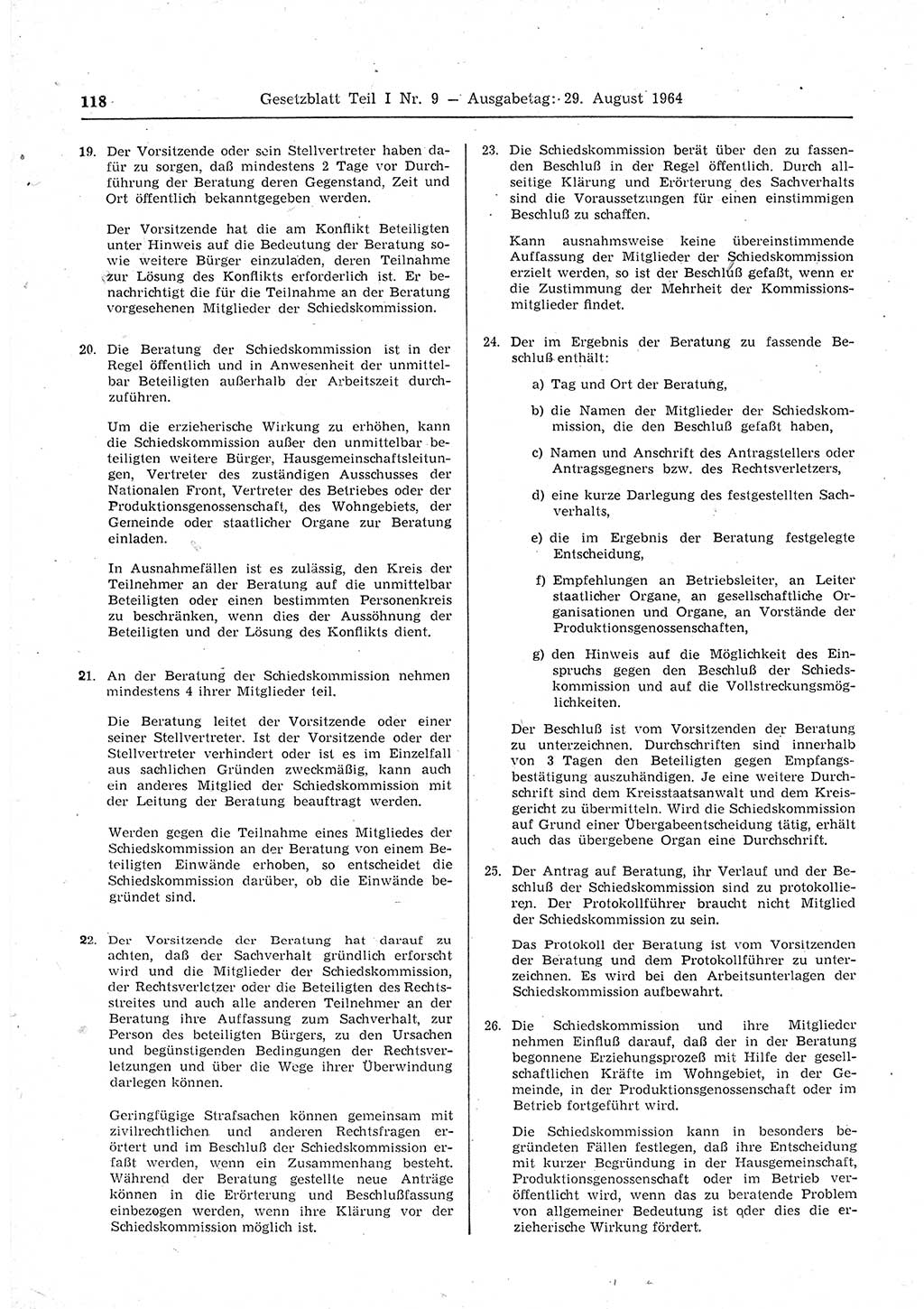 Gesetzblatt (GBl.) der Deutschen Demokratischen Republik (DDR) Teil Ⅰ 1964, Seite 118 (GBl. DDR Ⅰ 1964, S. 118)