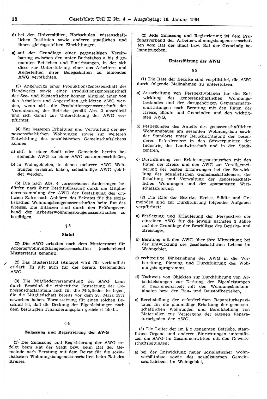 Gesetzblatt (GBl.) der Deutschen Demokratischen Republik (DDR) Teil ⅠⅠ 1964, Seite 18 (GBl. DDR ⅠⅠ 1964, S. 18)