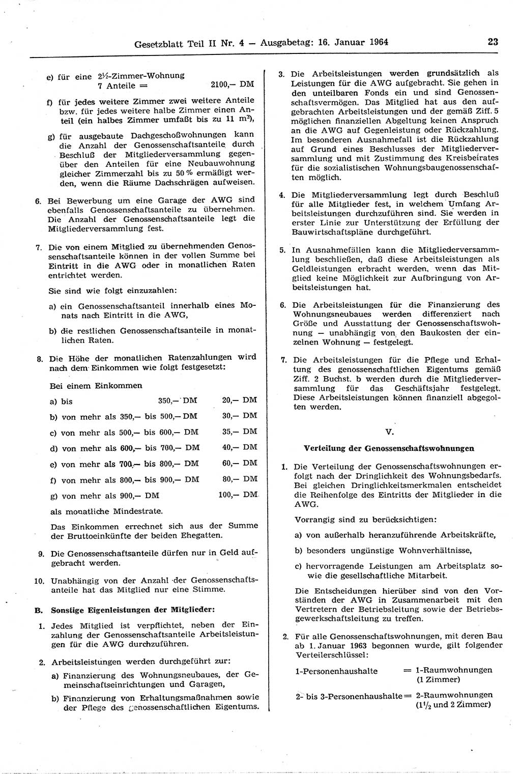Gesetzblatt (GBl.) der Deutschen Demokratischen Republik (DDR) Teil ⅠⅠ 1964, Seite 23 (GBl. DDR ⅠⅠ 1964, S. 23)