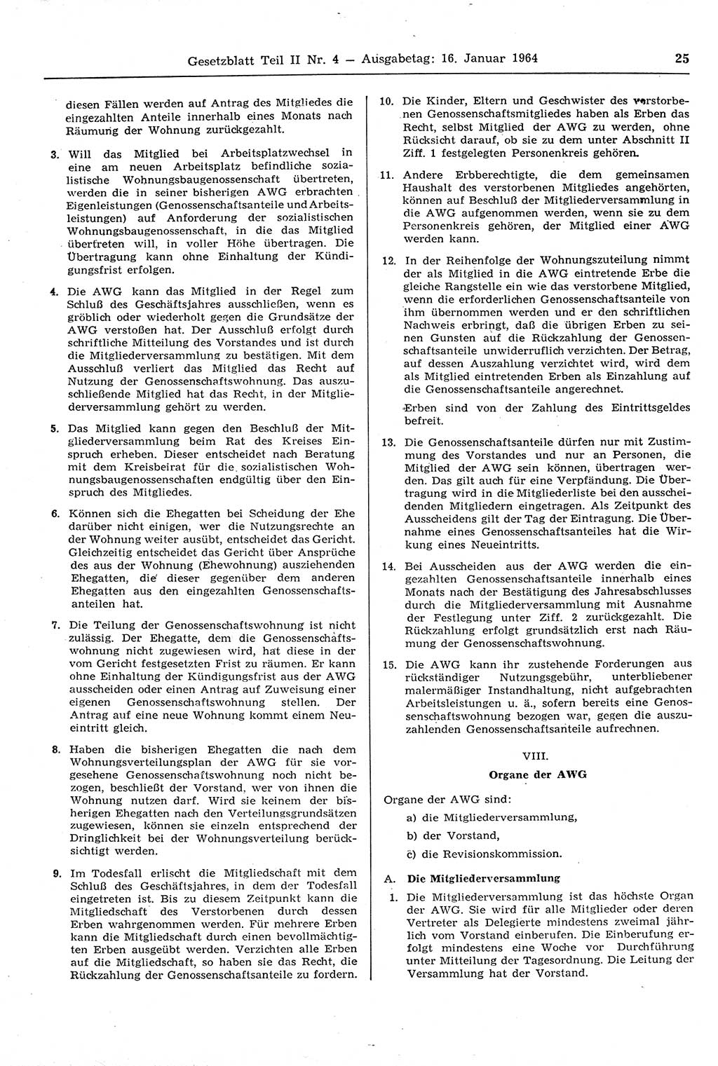 Gesetzblatt (GBl.) der Deutschen Demokratischen Republik (DDR) Teil ⅠⅠ 1964, Seite 25 (GBl. DDR ⅠⅠ 1964, S. 25)