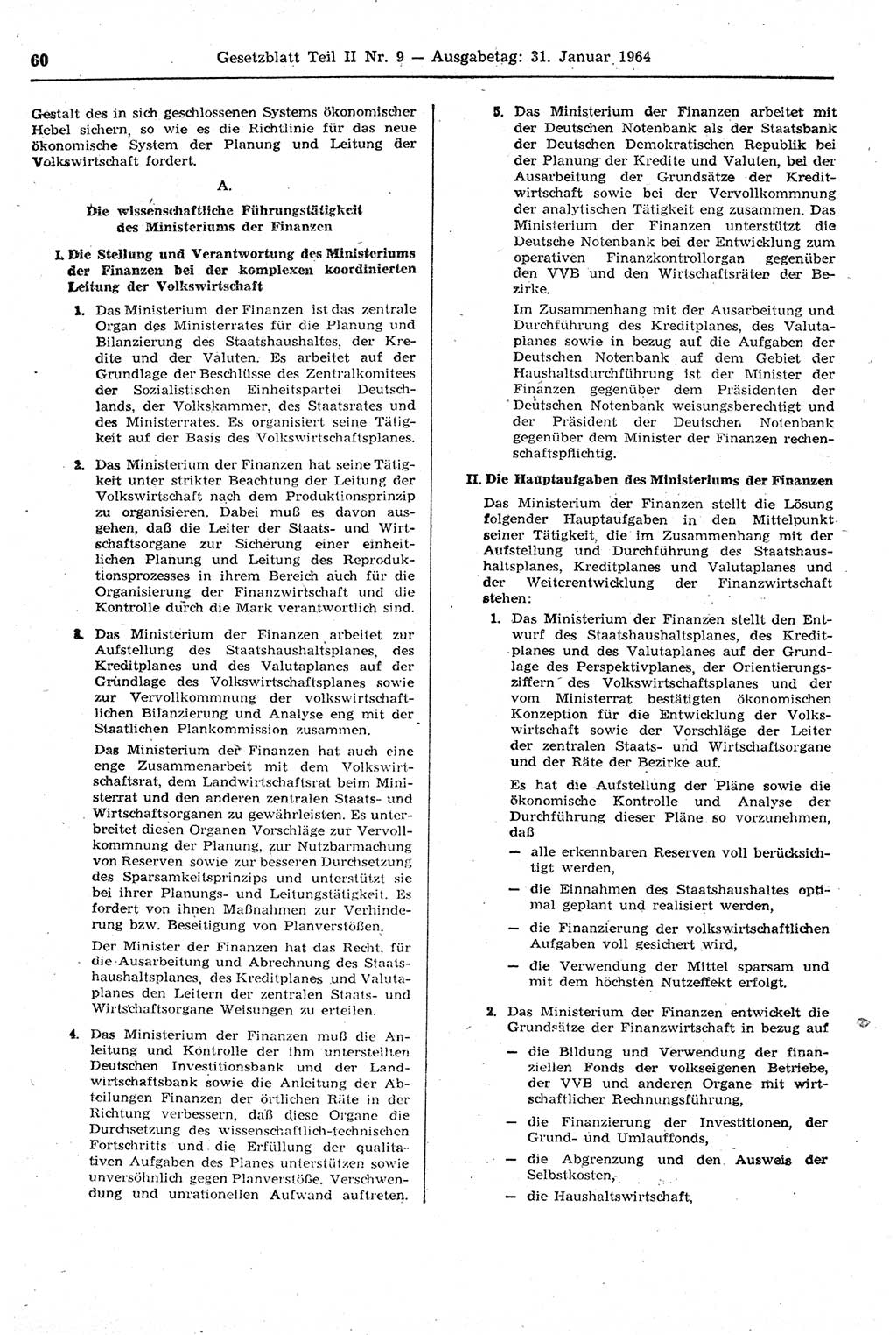 Gesetzblatt (GBl.) der Deutschen Demokratischen Republik (DDR) Teil ⅠⅠ 1964, Seite 60 (GBl. DDR ⅠⅠ 1964, S. 60)