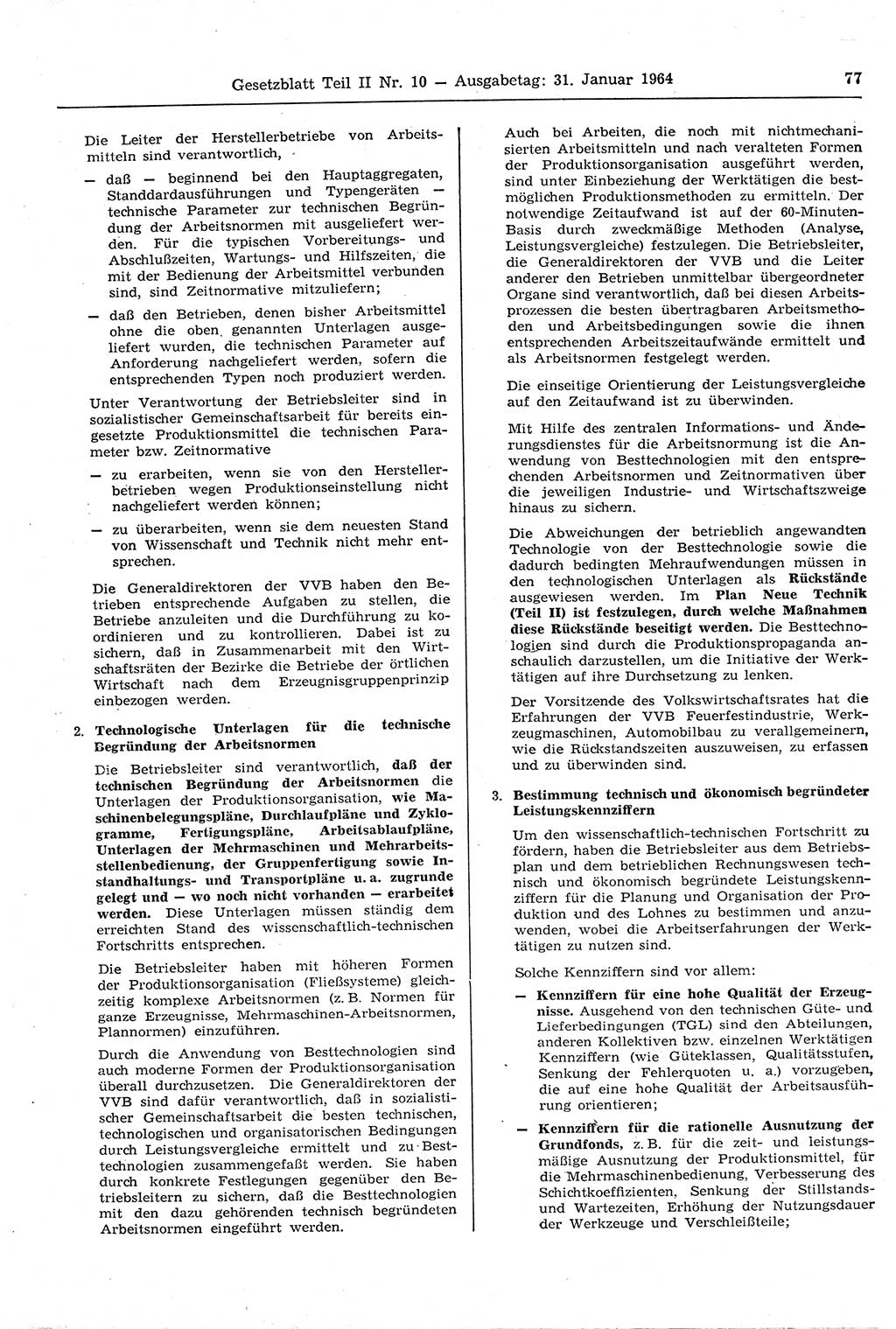 Gesetzblatt (GBl.) der Deutschen Demokratischen Republik (DDR) Teil ⅠⅠ 1964, Seite 77 (GBl. DDR ⅠⅠ 1964, S. 77)