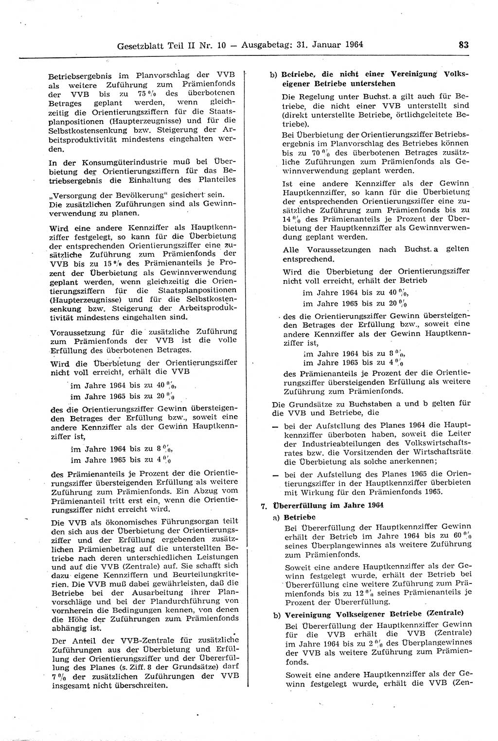 Gesetzblatt (GBl.) der Deutschen Demokratischen Republik (DDR) Teil ⅠⅠ 1964, Seite 83 (GBl. DDR ⅠⅠ 1964, S. 83)