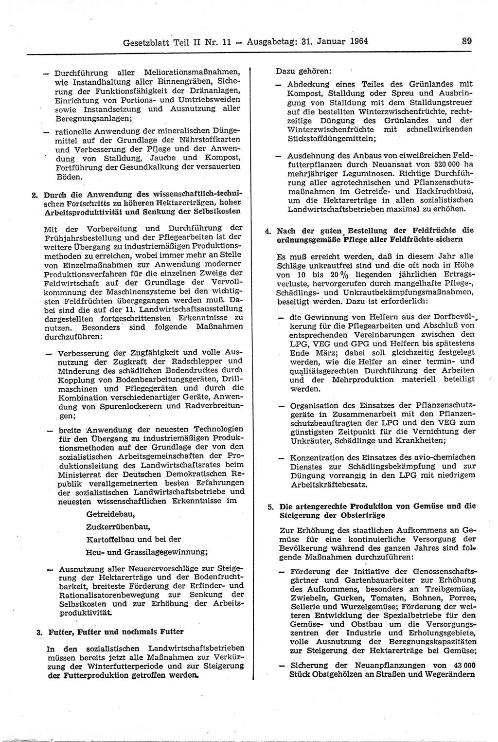 Gesetzblatt (GBl.) der Deutschen Demokratischen Republik (DDR) Teil ⅠⅠ 1964, Seite 89 (GBl. DDR ⅠⅠ 1964, S. 89)
