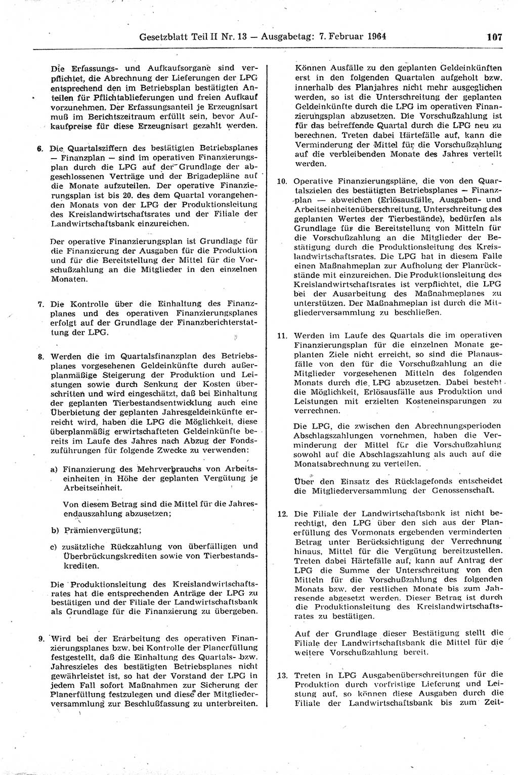 Gesetzblatt (GBl.) der Deutschen Demokratischen Republik (DDR) Teil ⅠⅠ 1964, Seite 107 (GBl. DDR ⅠⅠ 1964, S. 107)